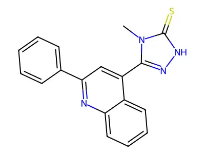 4-methyl-5-(2-phenylquinolin-4-yl)-4H-1,2,4-triazole-3-thiol structure