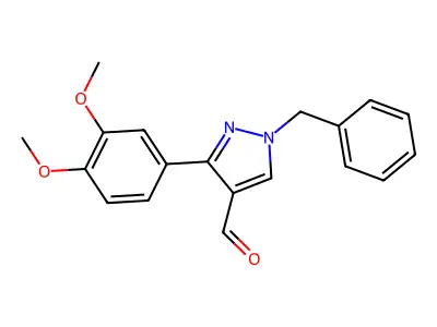 1-benzyl-3-(3,4-dimethoxyphenyl)-1H-pyrazole-4-carbaldehyde structure