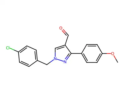 1-((4-Chlorophenyl)methyl)-3-(4-methoxyphenyl)-1H-pyrazole-4-carboxaldehyde structure