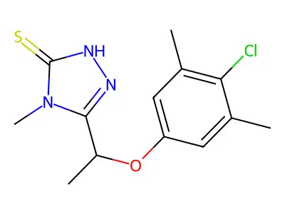 5-[1-(4-chloro-3,5-dimethylphenoxy)ethyl]-4-methyl-4H-1,2,4-triazole-3-thiol structure