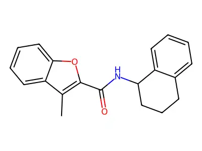 3-methyl-N-(1,2,3,4-tetrahydronaphthalen-1-yl)-1-benzofuran-2-carboxamide structure