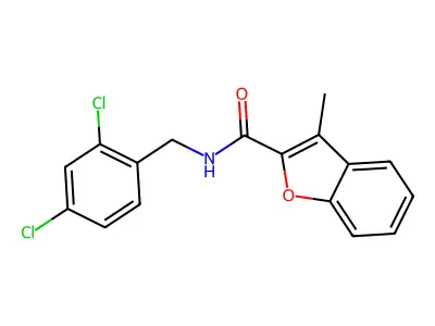 N-(2,4-dichlorobenzyl)-3-methyl-1-benzofuran-2-carboxamide structure