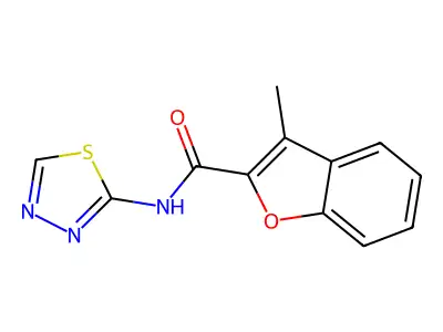 3-methyl-N-(1,3,4-thiadiazol-2-yl)-1-benzofuran-2-carboxamide structure