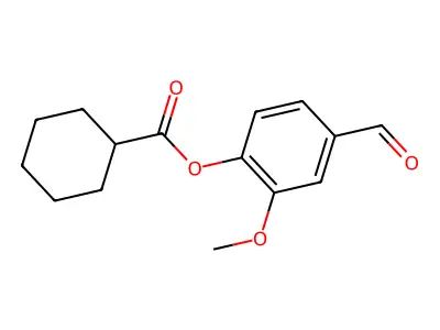 Cyclohexanecarboxylic acid, 4-formyl-2-methoxyphenyl ester structure