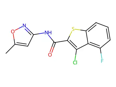 3-Chloro-4-fluoro-N-(5-methylisoxazol-3-yl)benzo[b]thiophene-2-carboxamide structure
