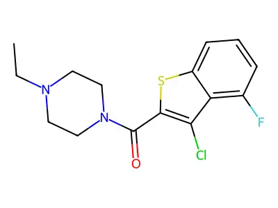 3-Chloro-4-fluorobenzo[b]thiophen-2-yl 4-ethylpiperazinyl ketone structure