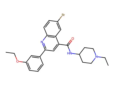 6-bromo-2-(3-ethoxyphenyl)-N-(1-ethylpiperidin-4-yl)quinoline-4-carboxamide structure