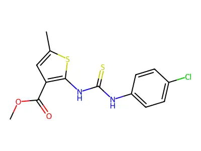 Methyl 2-{[(4-chlorophenyl)carbamothioyl]amino}-5-methylthiophene-3-carboxylate structure
