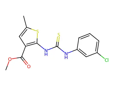 Methyl 2-{[(3-chlorophenyl)carbamothioyl]amino}-5-methylthiophene-3-carboxylate structure