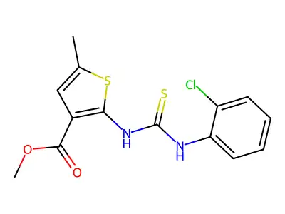 Methyl 2-{[(2-chlorophenyl)carbamothioyl]amino}-5-methylthiophene-3-carboxylate structure