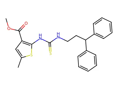 methyl 2-{[(3,3-diphenylpropyl)carbamothioyl]amino}-5-methylthiophene-3-carboxylate structure