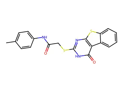 N-(4-methylphenyl)-2-[(4-oxo-3,4-dihydro[1]benzothieno[2,3-d]pyrimidin-2-yl)sulfanyl]acetamide structure