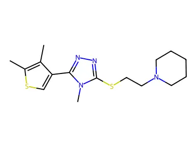 1-[2-[[5-(4,5-dimethylthiophen-3-yl)-4-methyl-1,2,4-triazol-3-yl]sulfanyl]ethyl]piperidine structure