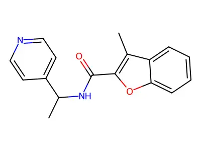 3-methyl-N-[1-(pyridin-4-yl)ethyl]-1-benzofuran-2-carboxamide structure