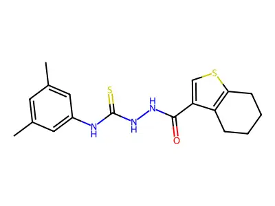 1-(3,5-dimethylphenyl)-3-(4,5,6,7-tetrahydro-1-benzothiophene-3-carbonylamino)thiourea structure