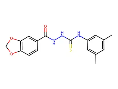 1-(1,3-Benzodioxole-5-carbonylamino)-3-(3,5-dimethylphenyl)thiourea structure