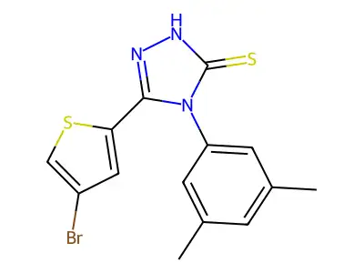3-(4-bromothiophen-2-yl)-4-(3,5-dimethylphenyl)-1H-1,2,4-triazole-5-thione structure