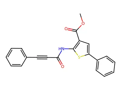 Methyl 5-phenyl-2-(3-phenylprop-2-ynoylamino)thiophene-3-carboxylate structure