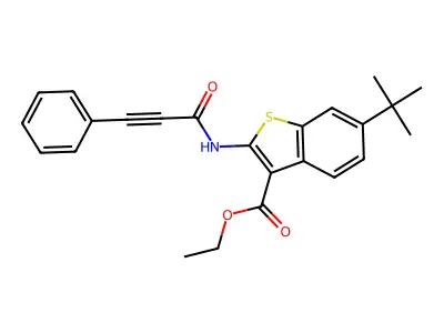 Ethyl 6-(2-methyl-2-propanyl)-2-[(3-phenyl-2-propynoyl)amino structure