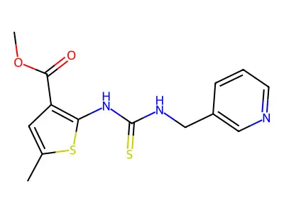 methyl 5-methyl-2-(3-(pyridin-3-ylmethyl)thioureido)thiophene-3-carboxylate structure