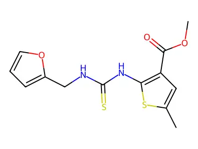 Methyl 2-(2-furylmethylthiocarbamoylamino)-5-methyl-thiophene-3-carboxylate structure