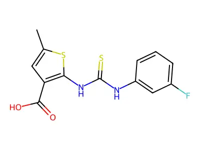 Thiophene-3-carboxylic acid, 2-[3-(3-fluorophenyl)isothioureido]-5-methyl- structure