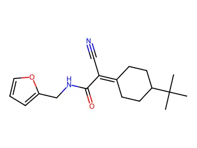 2-(4-tert-butylcyclohexylidene)-2-cyano-N-(furan-2-ylmethyl)acetamide structure