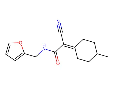 2-cyano-N-(furan-2-ylmethyl)-2-(4-methylcyclohexylidene)acetamide structure