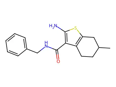 2-amino-N-benzyl-6-methyl-4,5,6,7-tetrahydro-1-benzothiophene-3-carboxamide structure