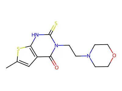 6-methyl-3-[2-(morpholin-4-yl)ethyl]-2-sulfanylthieno[2,3-d]pyrimidin-4(3H)-one structure