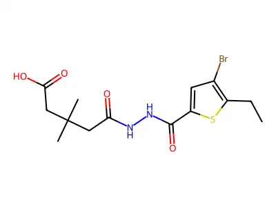 4-[[(4-bromo-5-ethyl-thiophene-2-carbonyl)amino]carbamoyl]-3,3-dimethyl-butanoic Acid structure