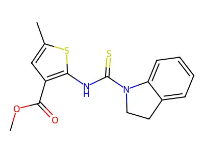 Methyl 2-[(indolinylthioxomethyl)amino]-5-methylthiophene-3-carboxylate structure