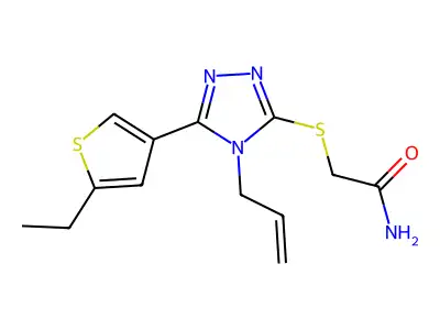 2-[[5-(5-Ethylthiophen-3-yl)-4-prop-2-enyl-1,2,4-triazol-3-yl]sulfanyl]acetamide structure