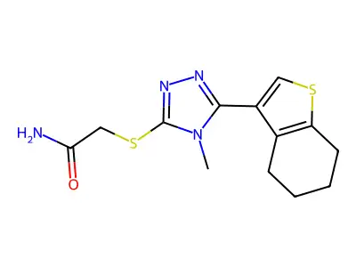 2-[[4-methyl-5-(4,5,6,7-tetrahydro-1-benzothiophen-3-yl)-1,2,4-triazol-3-yl]sulfanyl]acetamide structure