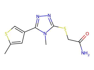 2-[[4-Methyl-5-(5-methylthiophen-3-yl)-1,2,4-triazol-3-yl]sulfanyl]acetamide structure