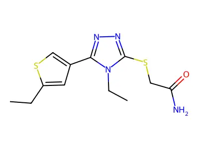 2-[[4-Ethyl-5-(5-ethylthiophen-3-yl)-1,2,4-triazol-3-yl]sulfanyl]acetamide structure