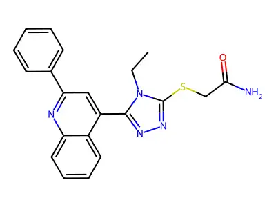 2-[[4-Ethyl-5-(2-phenylquinolin-4-yl)-1,2,4-triazol-3-yl]sulfanyl]acetamide structure