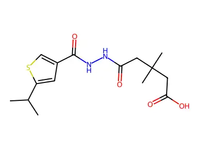 3,3-dimethyl-4-(N-{[5-(methylethyl)(3-thienyl)]carbonylamino}carbamoyl)butanoi c acid structure
