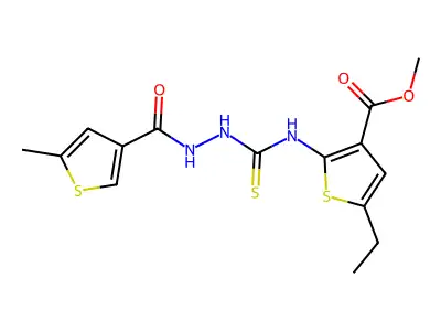 methyl 5-ethyl-2-(2-(5-methylthiophene-3-carbonyl)hydrazinecarbothioamido)thiophene-3-carboxylate structure
