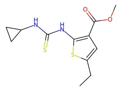 Methyl 2-[(cyclopropylcarbamothioyl)amino]-5-ethylthiophene-3-carboxylate structure