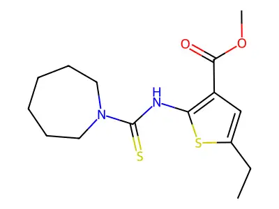 Methyl 2-[(azepan-1-ylcarbonothioyl)amino]-5-ethylthiophene-3-carboxylate structure