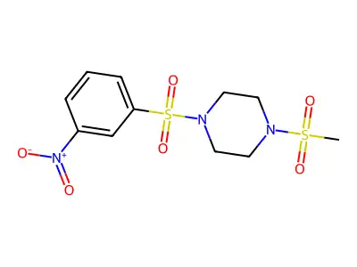 1-(Methylsulfonyl)-4-[(3-nitrophenyl)sulfonyl]piperazine structure