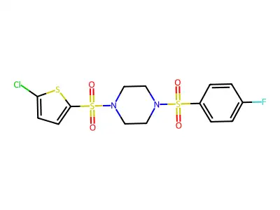 1-(5-Chlorothiophen-2-yl)sulfonyl-4-(4-fluorophenyl)sulfonylpiperazine structure