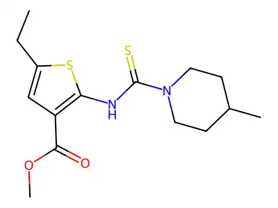 Methyl 5-ethyl-2-[(4-methylpiperidine-1-carbothioyl)amino]thiophene-3-carboxylate structure