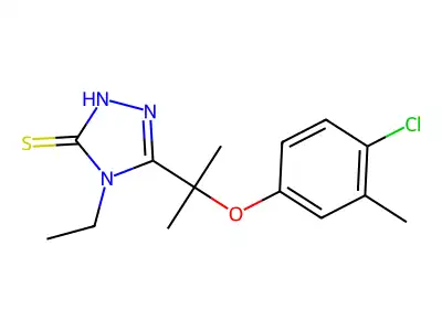 3-[2-(4-chloro-3-methylphenoxy)propan-2-yl]-4-ethyl-1H-1,2,4-triazole-5-thione structure
