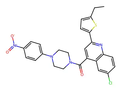 [6-chloro-2-(5-ethylthiophen-2-yl)quinolin-4-yl]-[4-(4-nitrophenyl)piperazin-1-yl]methanone structure