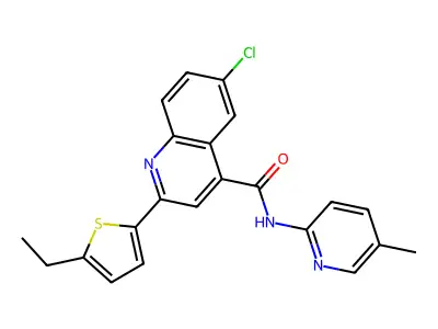 6-chloro-2-(5-ethylthiophen-2-yl)-N-(5-methylpyridin-2-yl)quinoline-4-carboxamide structure