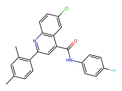 6-chloro-2-(2,4-dimethylphenyl)-N-(4-fluorophenyl)quinoline-4-carboxamide structure