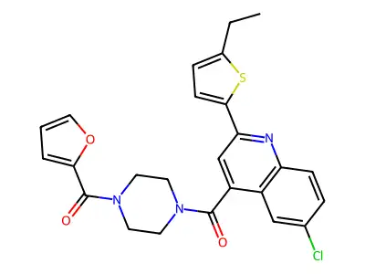 [4-[6-chloro-2-(5-ethylthiophen-2-yl)quinoline-4-carbonyl]piperazin-1-yl]-(furan-2-yl)methanone structure