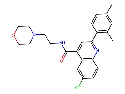 6-chloro-2-(2,4-dimethylphenyl)-N-(2-morpholin-4-ylethyl)quinoline-4-carboxamide structure